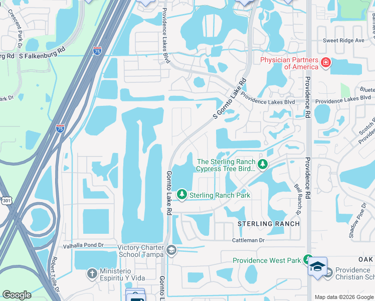 map of restaurants, bars, coffee shops, grocery stores, and more near 1701 Bondurant Way in Brandon