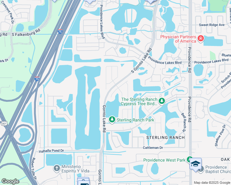 map of restaurants, bars, coffee shops, grocery stores, and more near 1708 Bondurant Way in Brandon