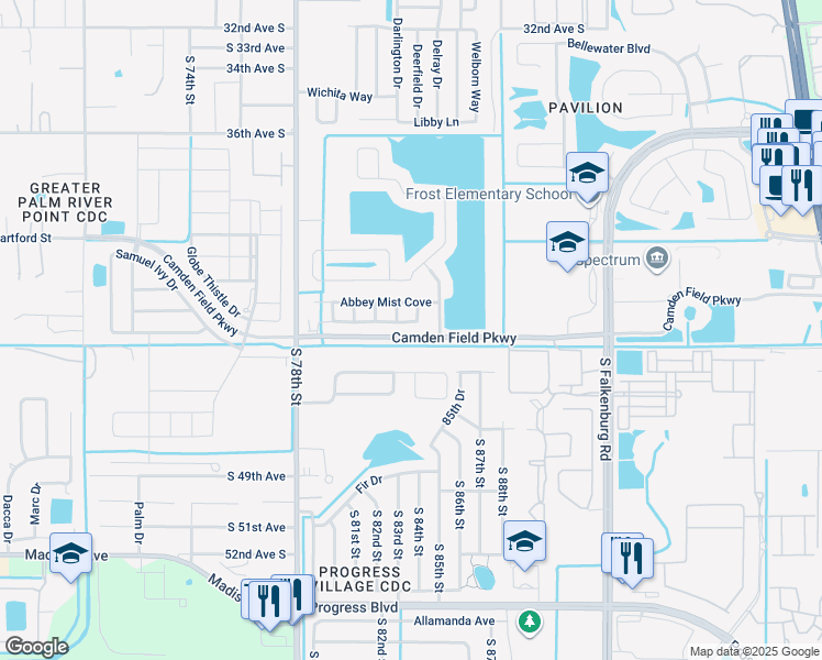 map of restaurants, bars, coffee shops, grocery stores, and more near 4237 Hartford Lake Drive in Tampa