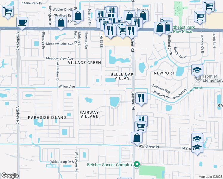 map of restaurants, bars, coffee shops, grocery stores, and more near 24 Duffers Drive North in Largo