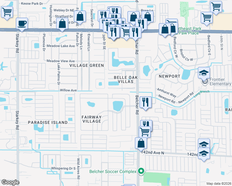 map of restaurants, bars, coffee shops, grocery stores, and more near 24 Duffers Drive North in Largo