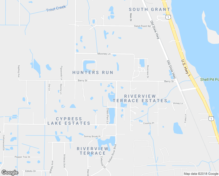 map of restaurants, bars, coffee shops, grocery stores, and more near 4625 Berry Street in Grant-Valkaria