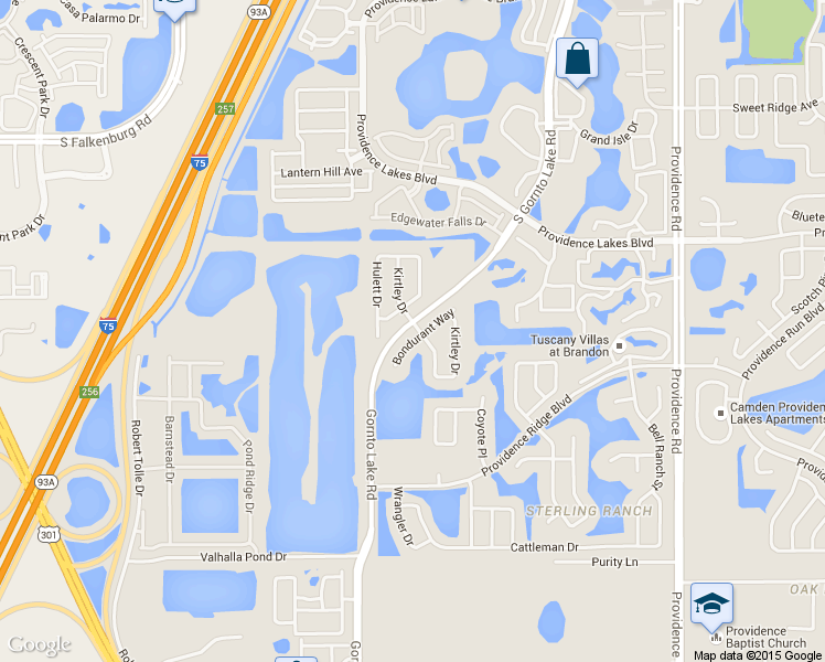 map of restaurants, bars, coffee shops, grocery stores, and more near 1701 Bondurant Way in Brandon