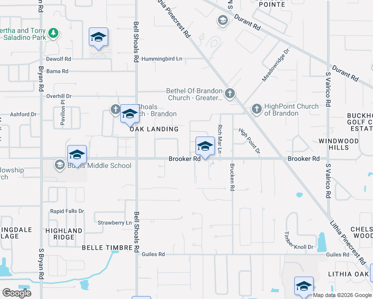map of restaurants, bars, coffee shops, grocery stores, and more near 1204 Cadence Court in Brandon