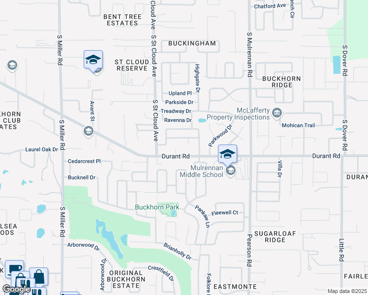 map of restaurants, bars, coffee shops, grocery stores, and more near 2206 Sunnybank Court in Valrico