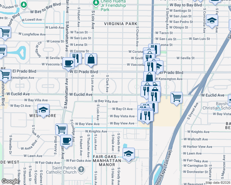 map of restaurants, bars, coffee shops, grocery stores, and more near 4009 West Euclid Avenue in Tampa
