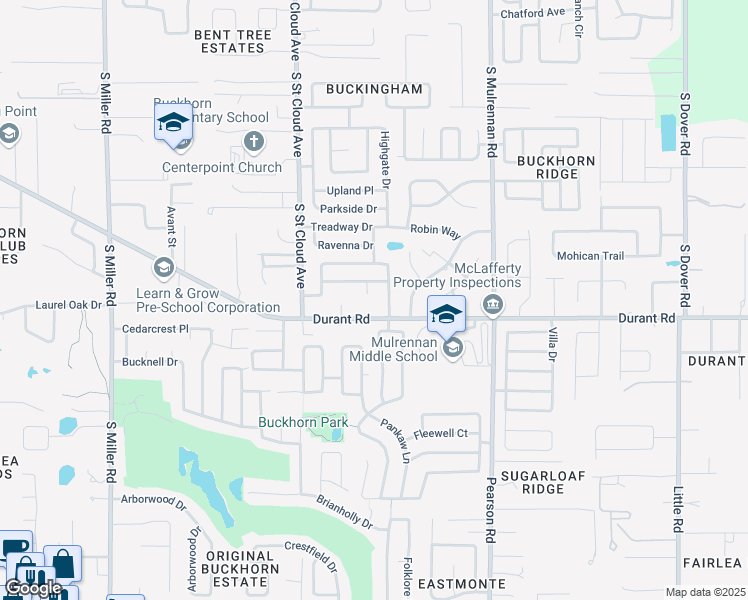 map of restaurants, bars, coffee shops, grocery stores, and more near 2206 Sunnybank Court in Valrico