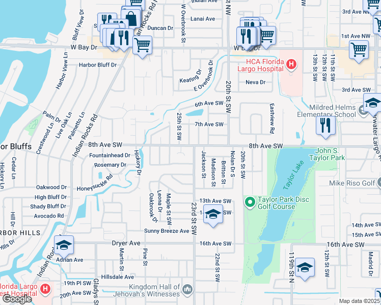 map of restaurants, bars, coffee shops, grocery stores, and more near 800 Trotter Road in Largo