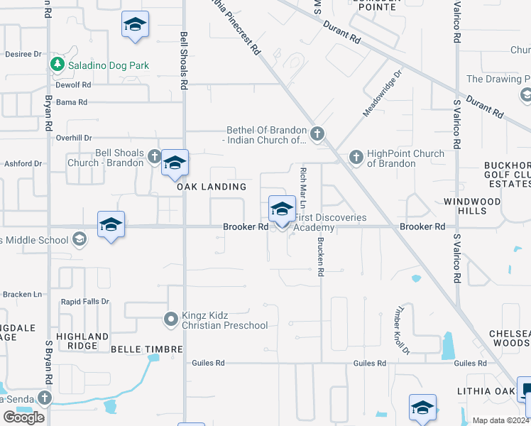 map of restaurants, bars, coffee shops, grocery stores, and more near 1204 Cadence Court in Brandon