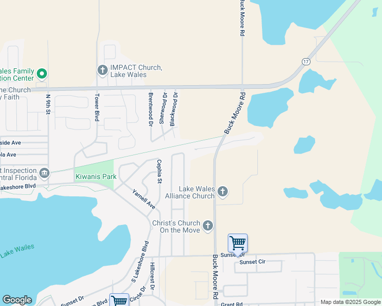 map of restaurants, bars, coffee shops, grocery stores, and more near 1948 Oakland Park Drive in Lake Wales