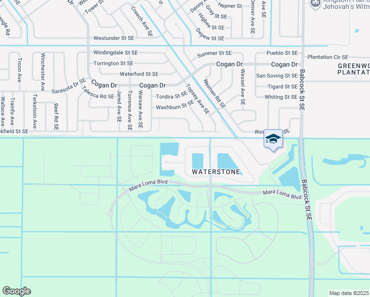 map of restaurants, bars, coffee shops, grocery stores, and more near 1424 Dittmer Circle Southeast in Palm Bay