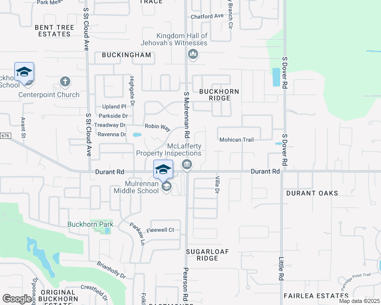 map of restaurants, bars, coffee shops, grocery stores, and more near 2217 Misty Ridge Lane in Valrico