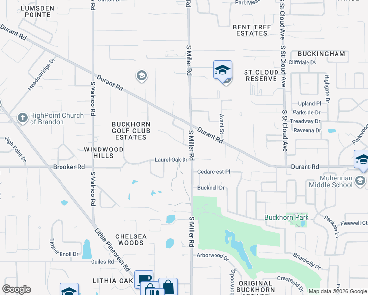 map of restaurants, bars, coffee shops, grocery stores, and more near 2319 Sunview Avenue in Valrico
