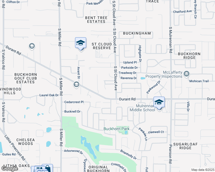 map of restaurants, bars, coffee shops, grocery stores, and more near 2802 Kimmi Tree Lane in Valrico