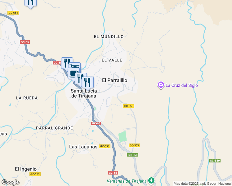 map of restaurants, bars, coffee shops, grocery stores, and more near in Santa Lucía de Tirajana