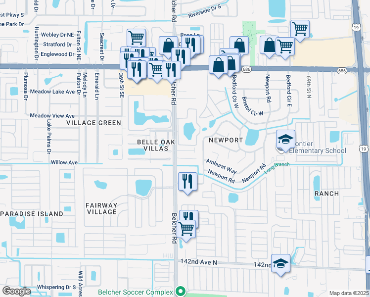 map of restaurants, bars, coffee shops, grocery stores, and more near 4030 Alan Drive in Largo