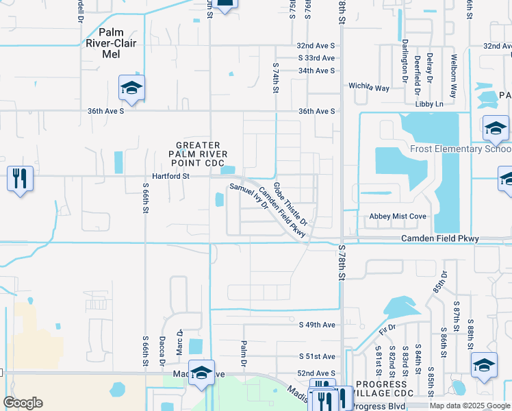 map of restaurants, bars, coffee shops, grocery stores, and more near 7226 Samuel Ivy Drive in Tampa