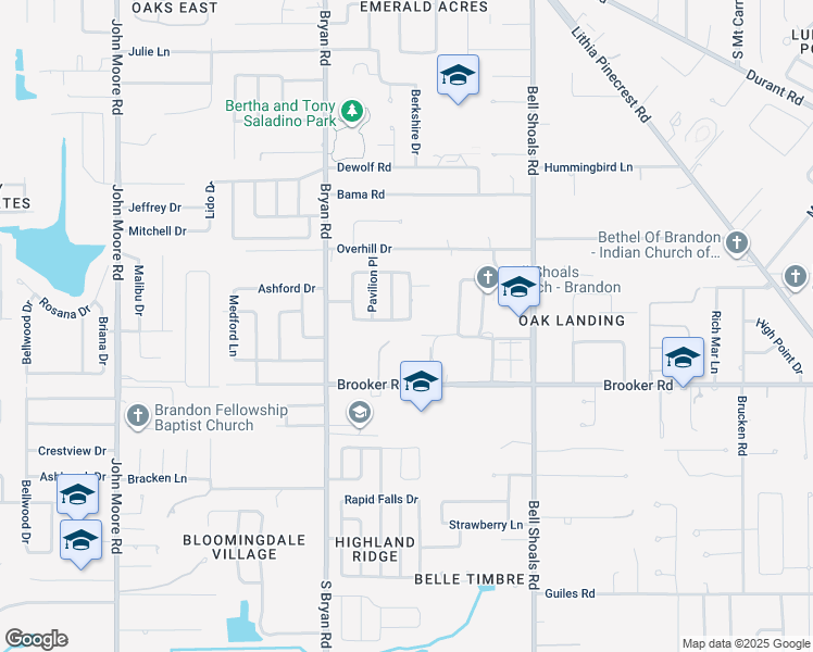 map of restaurants, bars, coffee shops, grocery stores, and more near 721 Regent Circle North in Brandon
