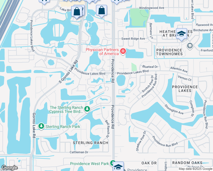 map of restaurants, bars, coffee shops, grocery stores, and more near 1601 Columbia Pines Lane in Brandon