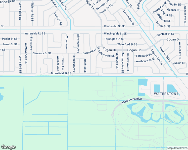 map of restaurants, bars, coffee shops, grocery stores, and more near 1078 Brookfield St SE in Palm Bay