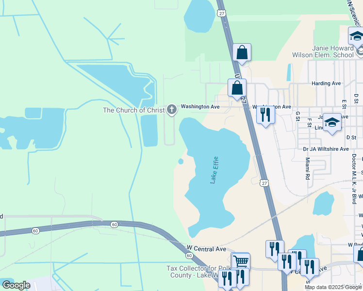 map of restaurants, bars, coffee shops, grocery stores, and more near 112 East Northside Drive in Lake Wales