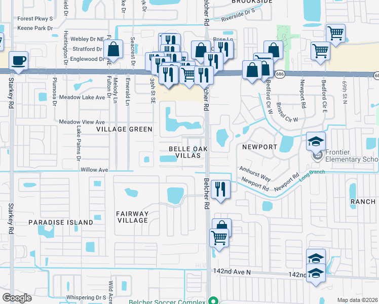 map of restaurants, bars, coffee shops, grocery stores, and more near 646 Capistrano Court in Largo