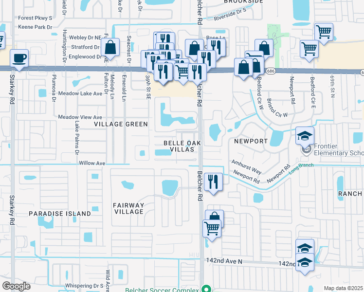 map of restaurants, bars, coffee shops, grocery stores, and more near 646 Capistrano Court in Largo
