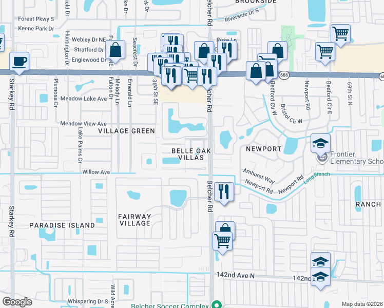 map of restaurants, bars, coffee shops, grocery stores, and more near 646 Capistrano Court in Largo