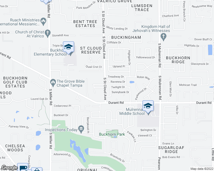map of restaurants, bars, coffee shops, grocery stores, and more near 1919 South Saint Cloud Avenue in Valrico