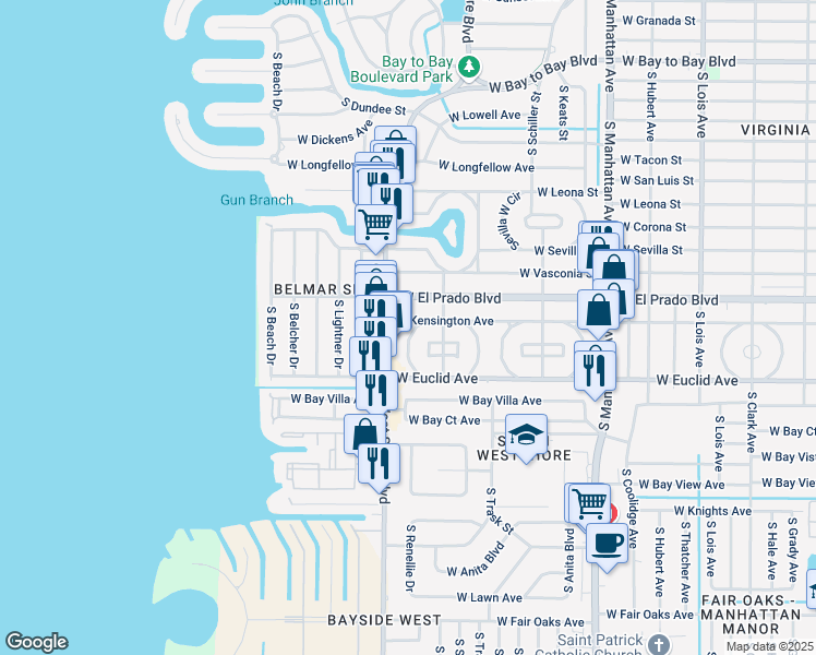 map of restaurants, bars, coffee shops, grocery stores, and more near 3606 West Renellie Circle in Tampa