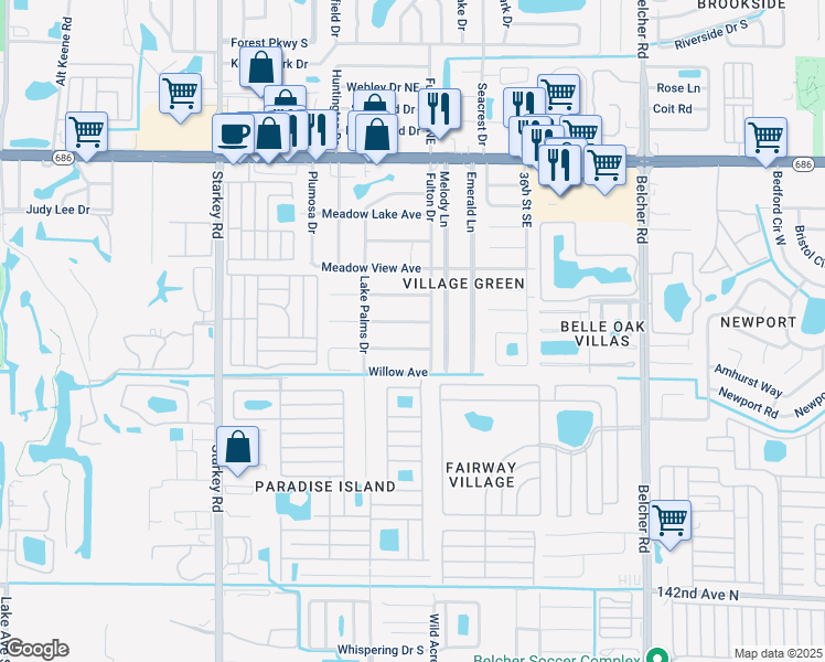 map of restaurants, bars, coffee shops, grocery stores, and more near 3120 Oaklawn Avenue in Largo