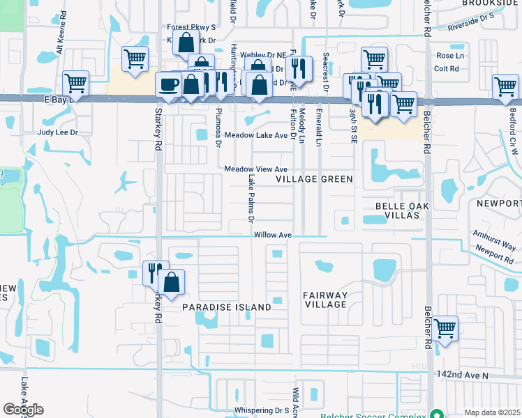 map of restaurants, bars, coffee shops, grocery stores, and more near 2986 Oaklawn Avenue in Largo