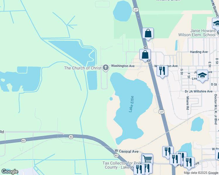 map of restaurants, bars, coffee shops, grocery stores, and more near 112 East Northside Drive in Lake Wales