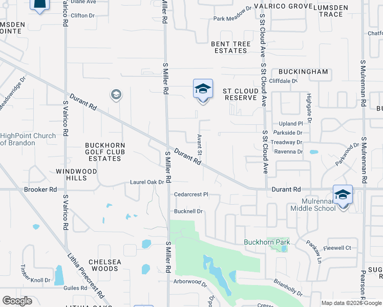 map of restaurants, bars, coffee shops, grocery stores, and more near 2412 County Road 676 in Valrico