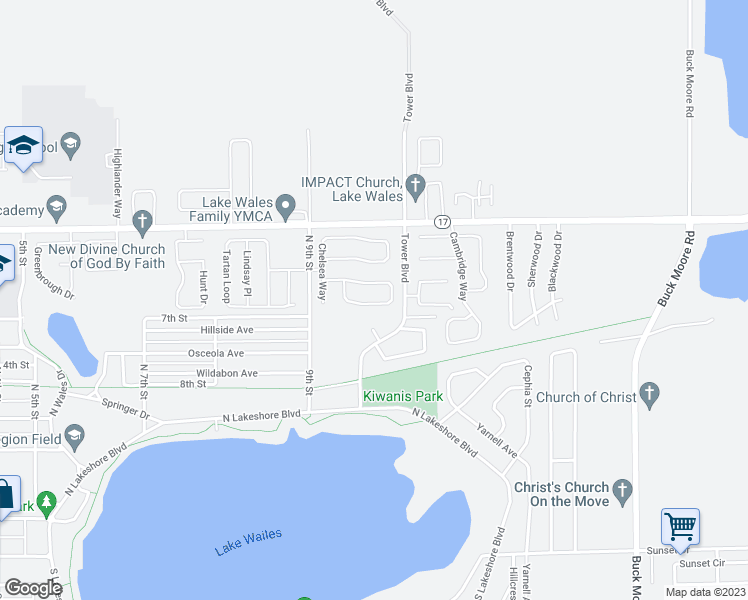map of restaurants, bars, coffee shops, grocery stores, and more near 929 Oxford Way in Lake Wales