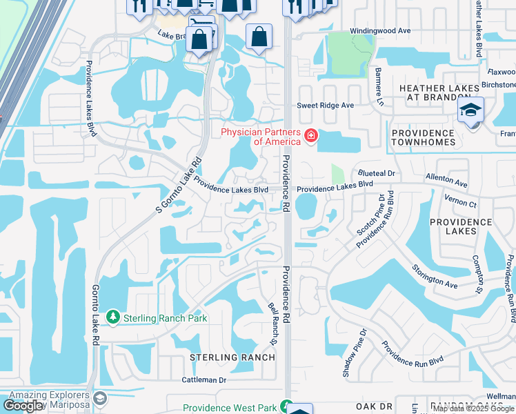 map of restaurants, bars, coffee shops, grocery stores, and more near 1601 Columbia Pines Lane in Brandon