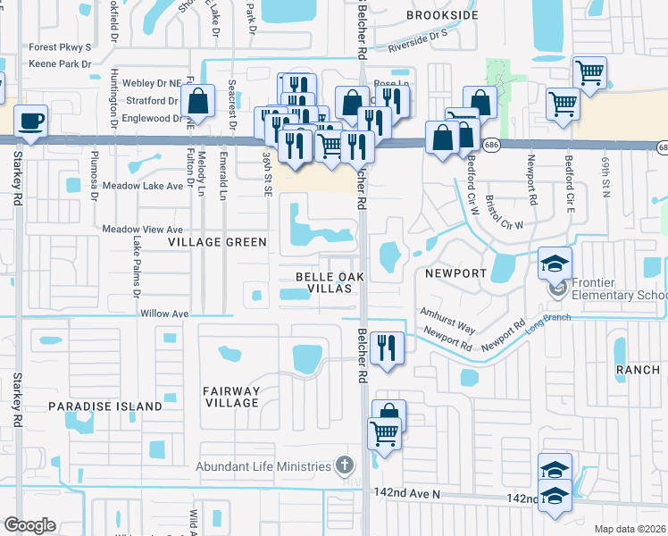 map of restaurants, bars, coffee shops, grocery stores, and more near 646 Capistrano Court in Largo