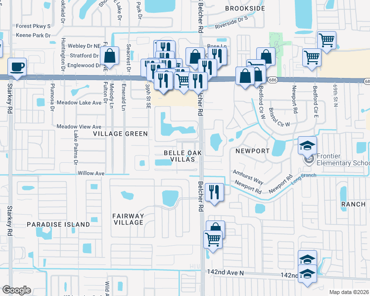 map of restaurants, bars, coffee shops, grocery stores, and more near 646 Capistrano Court in Largo