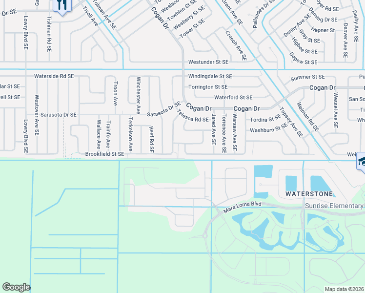 map of restaurants, bars, coffee shops, grocery stores, and more near 1099 Whisper Road Southeast in Palm Bay