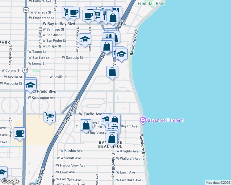 map of restaurants, bars, coffee shops, grocery stores, and more near 3104 Ekonomou Court in Tampa