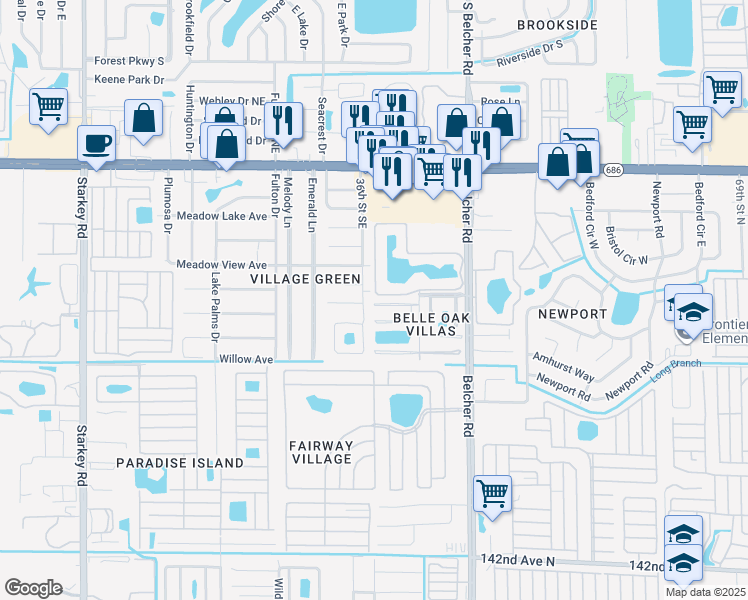 map of restaurants, bars, coffee shops, grocery stores, and more near 3601 Mission Court in Largo