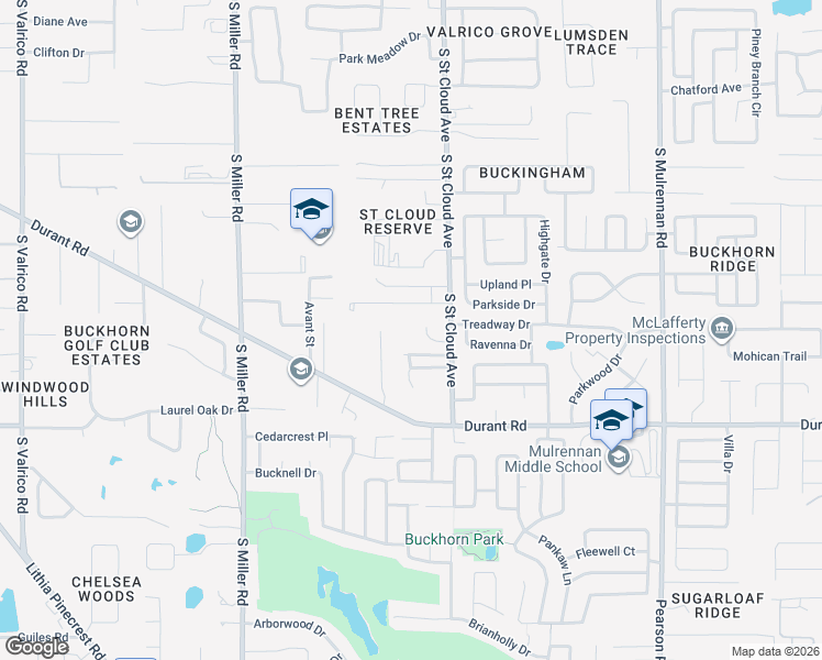 map of restaurants, bars, coffee shops, grocery stores, and more near 2823 Windcrest Oaks Court in Valrico