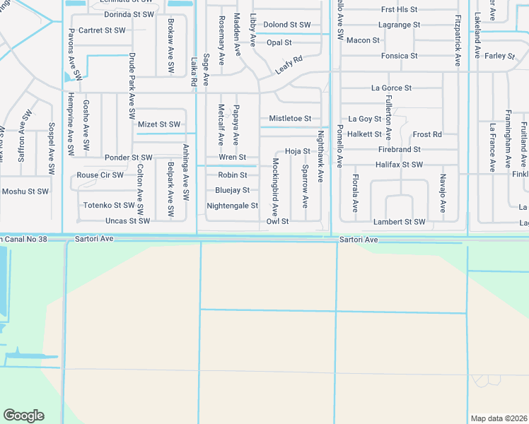 map of restaurants, bars, coffee shops, grocery stores, and more near 3349 Madden Avenue in Palm Bay