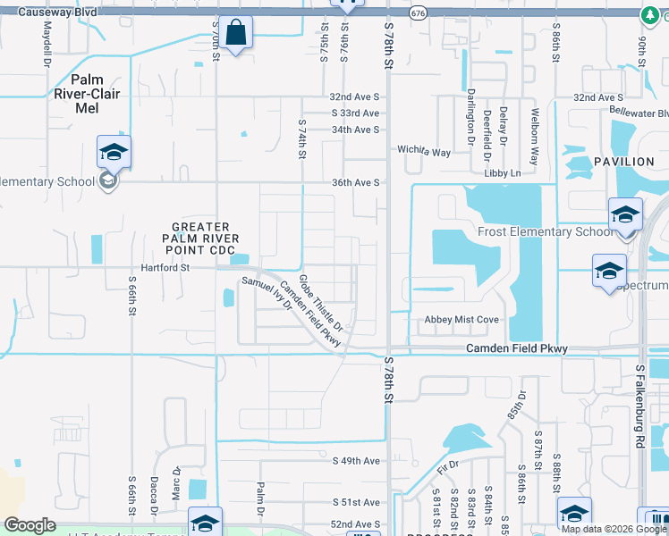map of restaurants, bars, coffee shops, grocery stores, and more near 3708 Cat Mint Street in Tampa