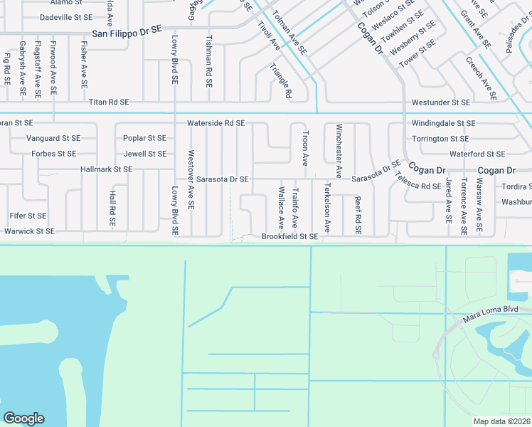 map of restaurants, bars, coffee shops, grocery stores, and more near 3264 Westmore Road Southeast in Palm Bay