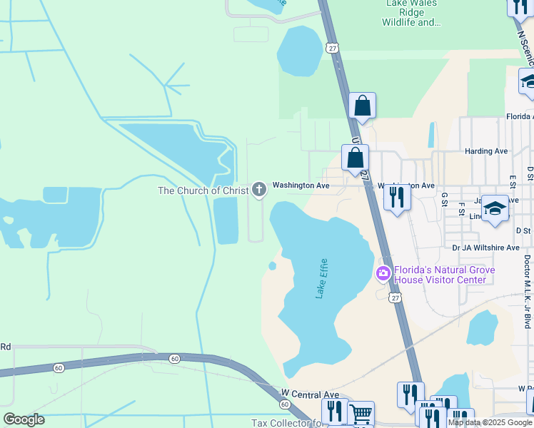 map of restaurants, bars, coffee shops, grocery stores, and more near 132 East Northside Drive in Lake Wales