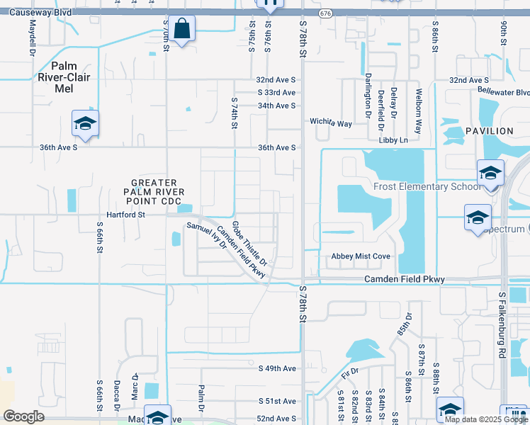 map of restaurants, bars, coffee shops, grocery stores, and more near 4021 Wild Senna Boulevard in Tampa