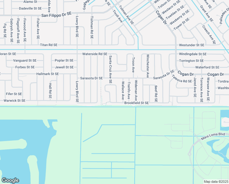 map of restaurants, bars, coffee shops, grocery stores, and more near 3264 Westmore Road Southeast in Palm Bay
