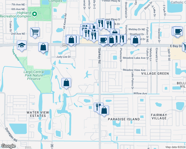 map of restaurants, bars, coffee shops, grocery stores, and more near 9139 Jake's Path in Largo