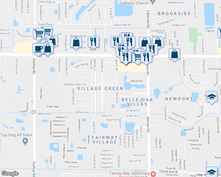 map of restaurants, bars, coffee shops, grocery stores, and more near 3404 Dahlia Place in Largo